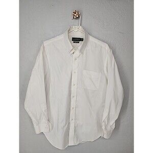 White Button Down Collared Shirt Preppy Tailored | LRL Ralph‎ Lauren Sz 16 32/33